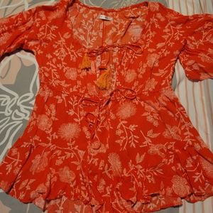 Hello Molly red floral Romper